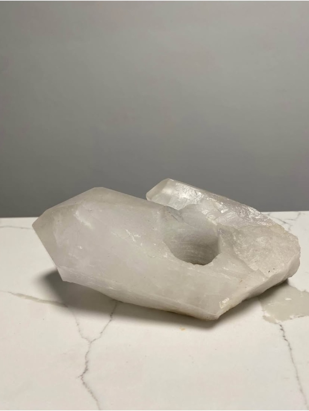 Natural White Quartz Candle Holder